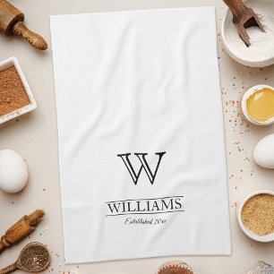 Angepasste elegante Monogram-Familienname Geschirrtuch