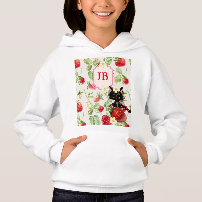 Angepasste Erdbeere Mit Monogramm Hoodie (Vorderseite)
