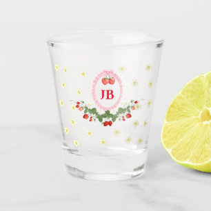 Angepasste Erdbeere Mit Monogramm - Personalisiert Schnapsglas