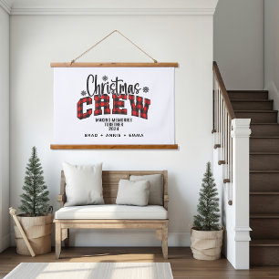 Angepasste Familien-Weihnachts-Crew 2024 Wandteppich Mit Holzrahmen
