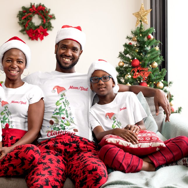 Angepasste Familienname Weihnachtsbaum Santa T-Shirt (Von Creator hochgeladen)