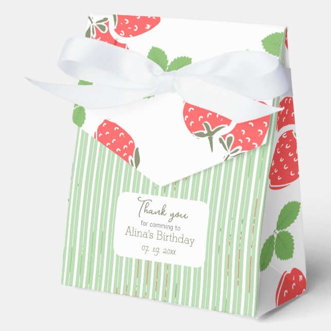 Angepasste, farbenfrohe Erdbeere Streifen grün Geschenkschachtel (Vorderseite)