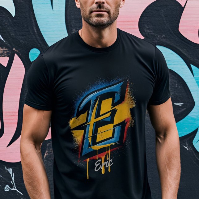 Angepasste fette Graffiti-Letter 'E' Initial T-Shirt (Von Creator hochgeladen)
