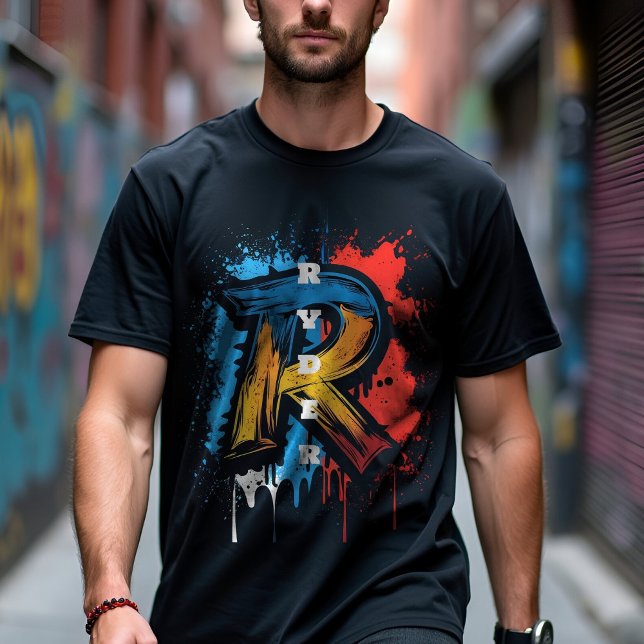 Angepasste fette Graffiti Monogram 'R' Urban T-Shirt (Von Creator hochgeladen)