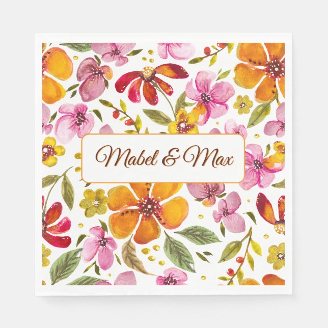 Angepasste Finally Spring Watercolor Floral  Serviette (Vorderseite)