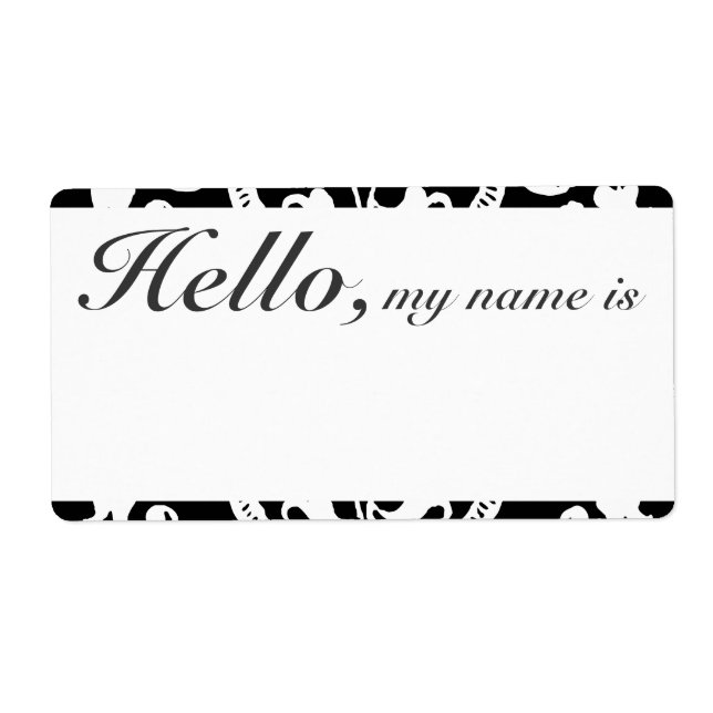 Angepasste Geblüht Grenzname Tag B&W (Vorne)