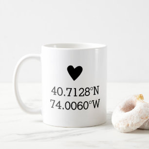 Angepasste Koordinaten Jubiläumswettläufe Herz Kaffeetasse
