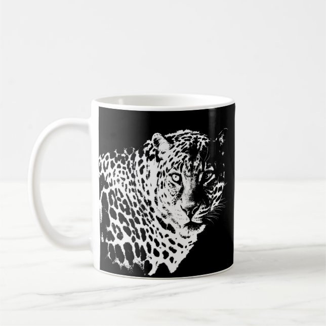 Angepasste Leopard-Gesichtstiere - Trendy Template Kaffeetasse (Links)