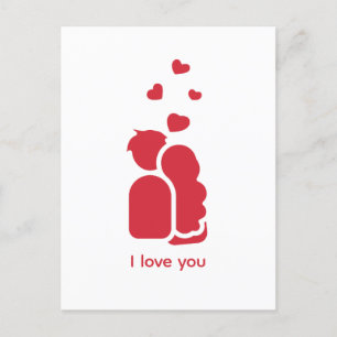 Angepasste Marke Red White Simple Couple and Heart Feiertagspostkarte