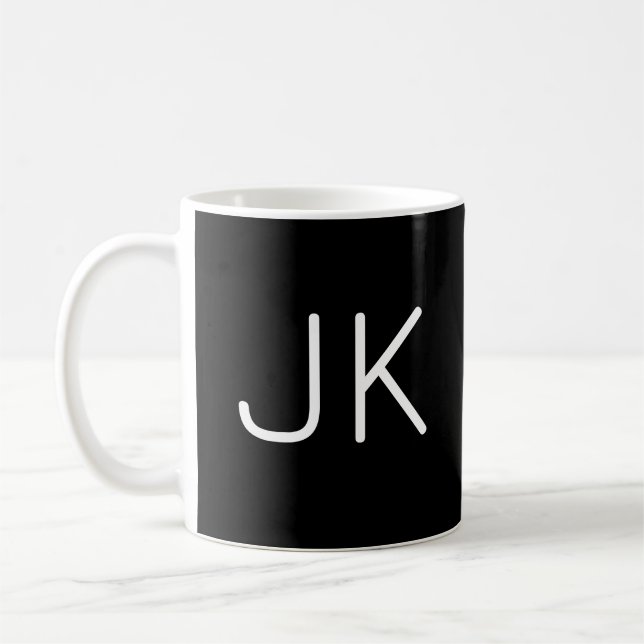 Angepasste minimalistische Initialnamen Kaffeetasse (Links)