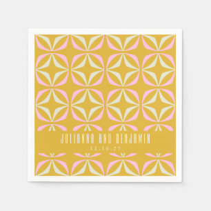 Angepasste Mod-geometrische, gelb-rosa Hochzeit Serviette
