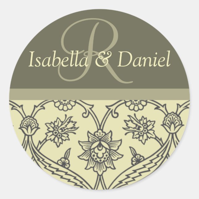 Angepasste Monogramm-Aufkleber für Umschläge Runder Aufkleber (Vorderseite)