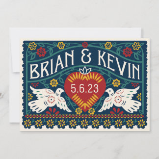 Angepasste Papel Picado Love Birds - aktualisierte Einladung