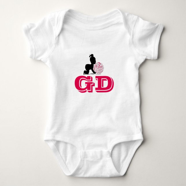 Angepasste Position des Netball-Players Baby Strampler (Vorderseite)