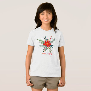 Angepasste Red Poinsettia Frohe Weihnachten Tri-Blend Shirt