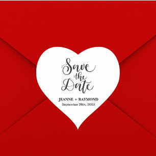 Angepasste Save the Date-Hochzeitserklärung Herz-Aufkleber