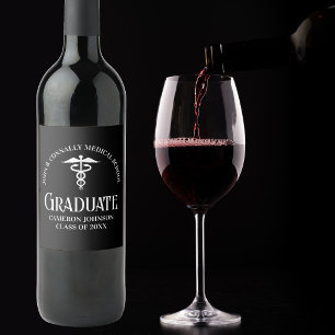 Angepasste schwarze Abschlussfeier für die medizin Weinetikett