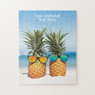 Angepasste Text-Beach-Ananas Puzzle