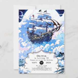 Angepasste verzauberte Schiffspiegelung zum Geburt Einladung