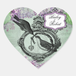 Angepasste Vintage Lilacs Locket Heart Stickers