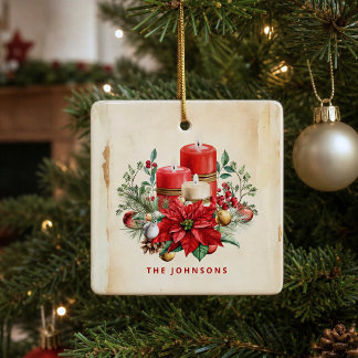 Angepasste Vintage-Wasserfarben-Kerzen & Weihnacht Keramikornament