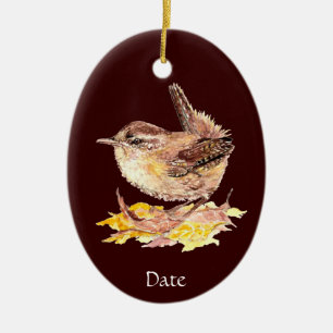 Angepasste Wasserfarbe Niedlicher Wren Bird Keramik Ornament