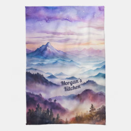 Angepasste Wasserfarbenwelt Nebel Landschaft Geschirrtuch