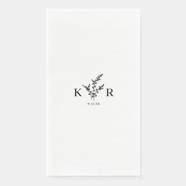 Angepasste Wedelmonogrammname Etched-Blume Serviette (Vorderseite)