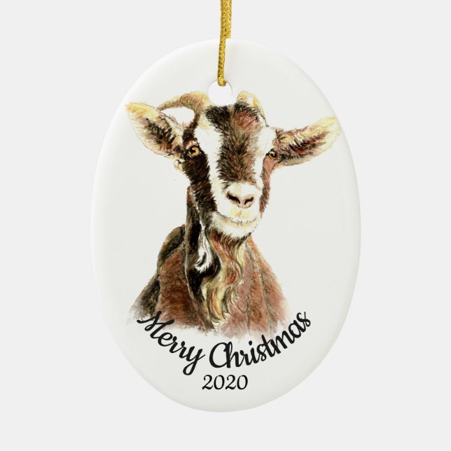 Angepasste Weihnachtswasserziegenfarm Keramik Ornament (Vorne)