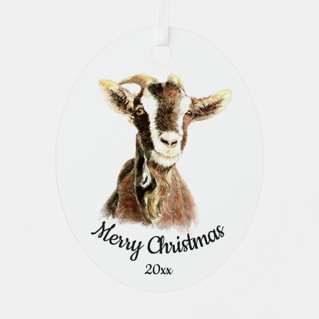 Angepasste Weihnachtswasserziegenfarm Ornament Aus Metall (Vorderseite)