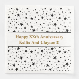 Angepasste Weiß/Schwarze Sterne Hochzeitstag Serviette