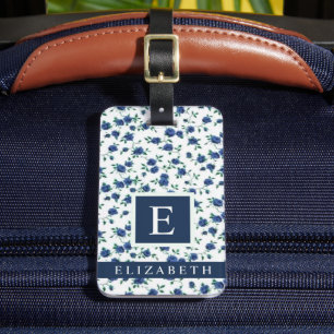 Angepasste weiße Blumen blaue violette lila Blumen Gepäckanhänger