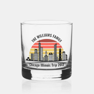 Angepasster Chicago-Sonnenuntergang-Reiseandenken Whiskyglas