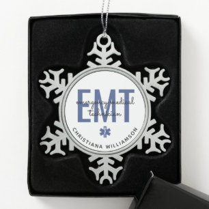 Angepasster EMT Mediziner Schneeflocken Zinn-Ornament