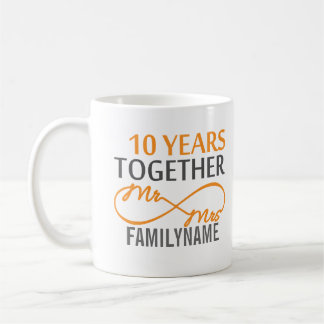 Angepasster Herr und Frau 10. Jahrestag Kaffeetasse