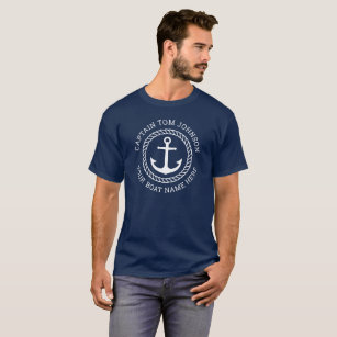 Angepasster Kapitän und Name des Schiffes blau T-Shirt