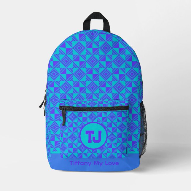 Angepasster Mit Monogramm Name Bedruckter Rucksack (Vorderseite)