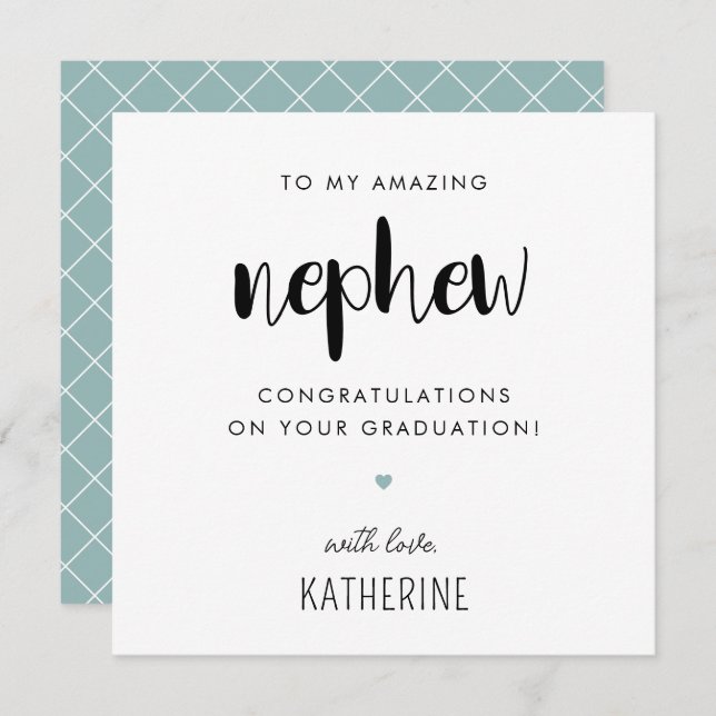 Angepasster moderner und Niedlicher Nephew-Abschlu Karte (Vorne/Hinten)