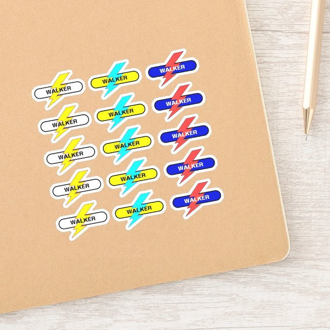 Angepasster Name - 15 Schulaufkleber Aufkleber (custom school name lightning sticker, personalized motivational student laptop decal, trendy light)
