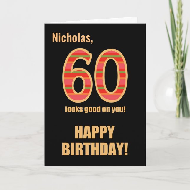 Angepasster Name 60. Geburtstag für Him Card Karte (Vorderseite)