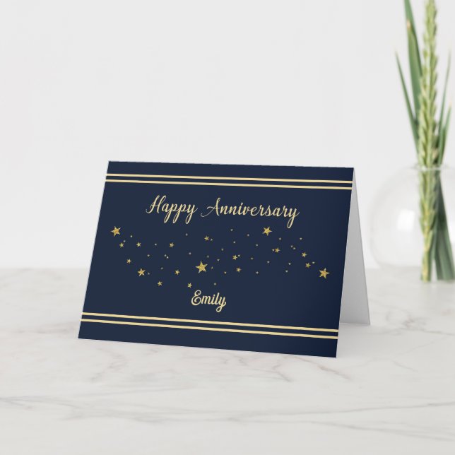 Angepasster Name Anniversary Gold Karte (Vorderseite)