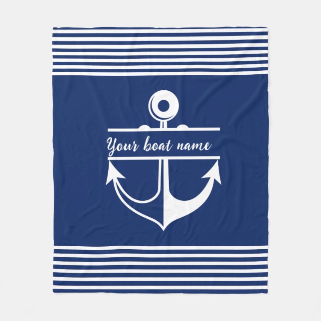 Angepasster Name des Schiffes Navy Blue Fleecedecke (Vorderseite)