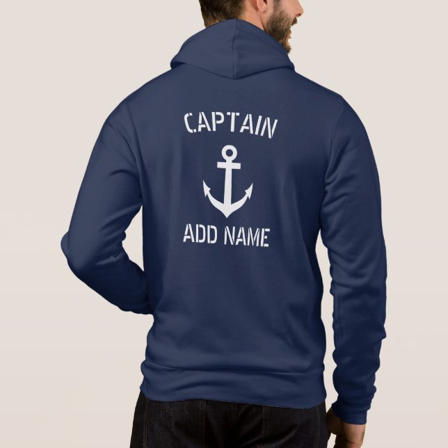 Angepasster nautischer Ankerbootkapitän Hoodie (Rückseite)
