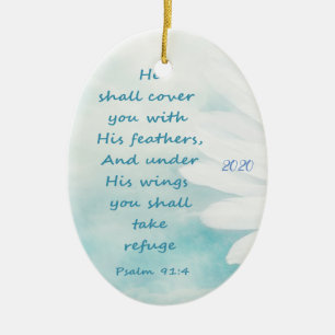 Angepasster Psalm 91:4 unter seiner Flügelhütte Keramik Ornament