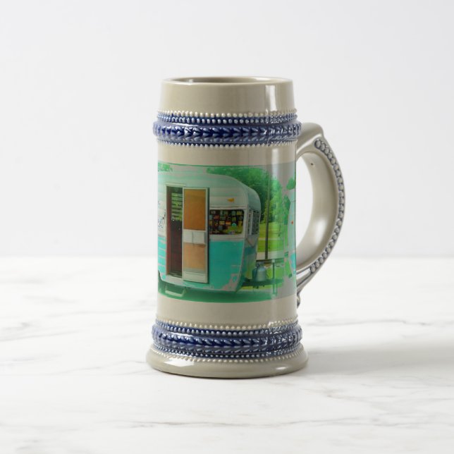 Angepasster Retro Vintage Wohnwagen Bierglas (VorderseiteRechts)