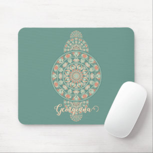 Angepasster Sage & Sand Retro-Ornament-Mandala Mousepad
