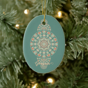 Angepasster Salbei- und Sand-Retro-Mandala-Schmuck Keramik Ornament