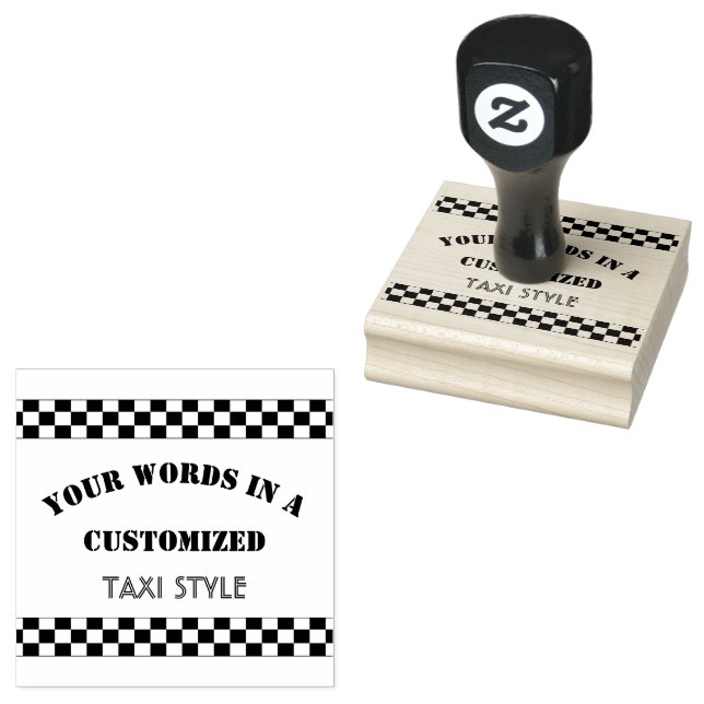 Angepasster Text im Taxiformat mit Checkerboard-Tr Gummistempel (Stempel)
