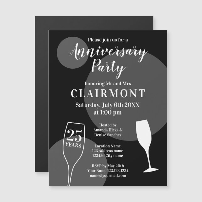 Angepasstes 25. Hochzeitstag Magneteinladung (Vorne/Hinten)