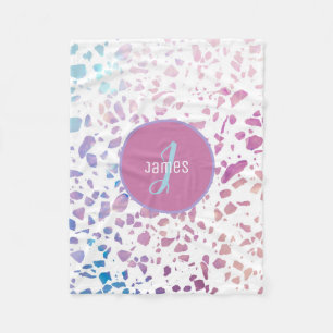 Angepasstes abstraktes Terrazzo-Rosa- und Blau-Mus Fleecedecke